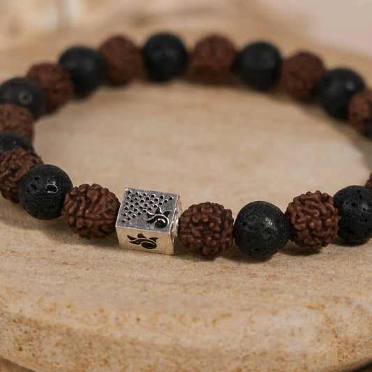 Rudraksha with Lava Beads Bracelet