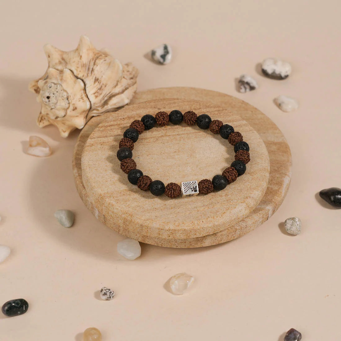 Rudraksha with Lava Beads Bracelet